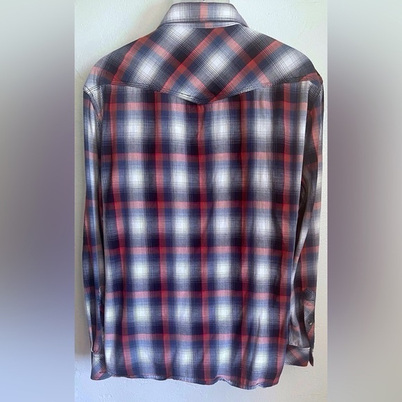 Rock & Republic Plaid Red Blue Button Down Long-sleeve Shirt Size XL - Picture 2 of 4